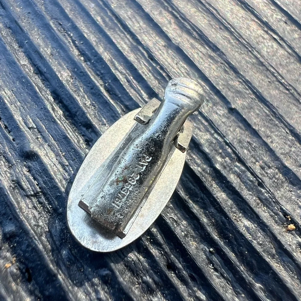Vintage Scroll Faceted Oval Silver-Tone Tie Clasp Clip Tack Alligator Clasp